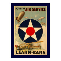 Join The Air Service "Learn-Earn" (Blue Border) posters by RetroCommunications Join The Air Service "Learn-Earn" (Blue Border) posters