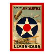 Join The Air Service "Learn-Earn" (Red Border) posters