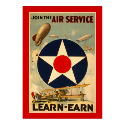 Join The Air Service "Learn-Earn" (Red Border) Posters by RetroCommunications