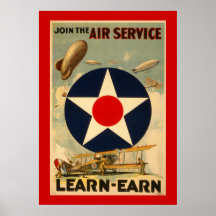 Join The Air Service "Learn-Earn" (Red Border) Posters