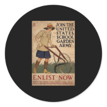 Join The United States School Garden Army Round Stickers