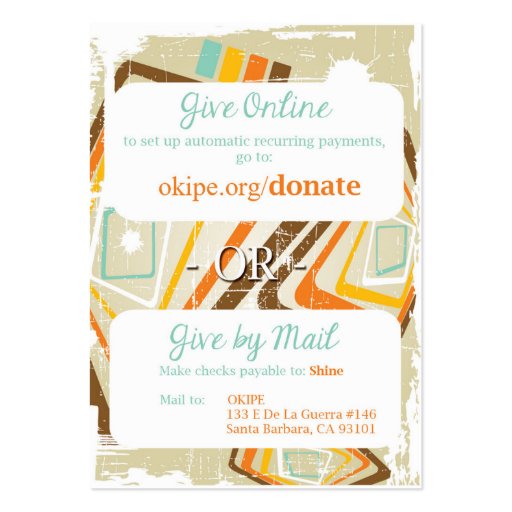 Join the Village - 100 Donor Cards (2.5"x3.5") Business Card Template (back side)