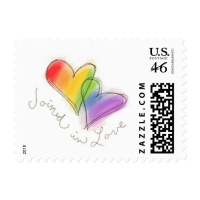 Joined In Love Rainbow Hearts Postage Stamps