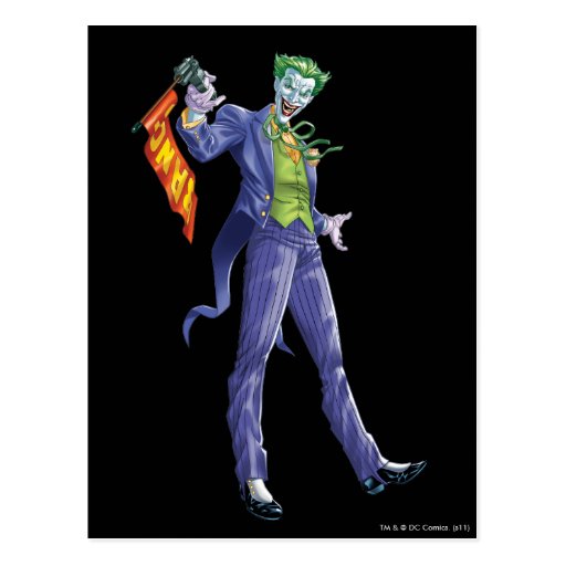 Joker stands with gun postcard Zazzle