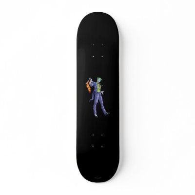 Joker stands with gun skateboards