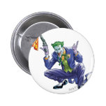 Joker with fake gun pinback buttons