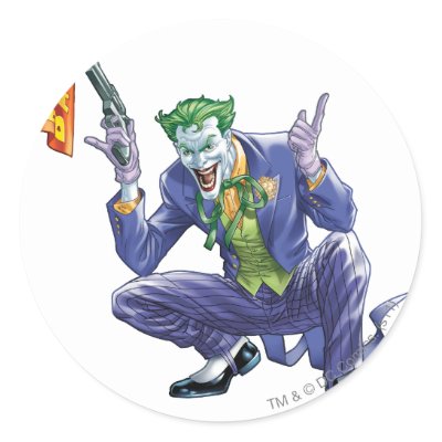 Joker with fake gun stickers