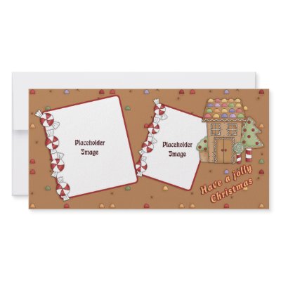 Jolly Christmas - Gingerbread House Personalized Photo Card by Christmas_Store