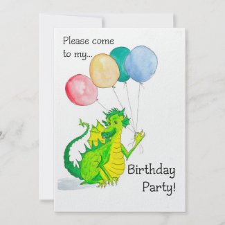 Jolly Green Dragon Birthday Party Invitation invitation