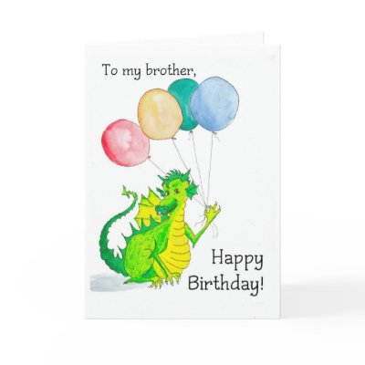 birthday card for a brother, with a jolly green and yel