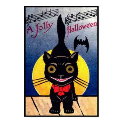 Jolly Halloween Cat and Bat poster