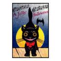 Jolly Halloween Cat and Bat posters