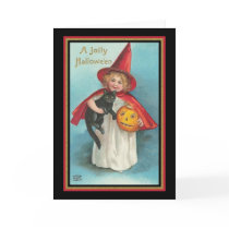 Jolly Halloween Child Pumpkin Cat Card