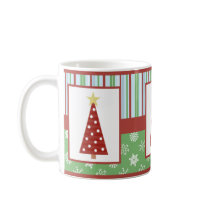 Jolly Holiday Red Polka Dot Tree Christmas Mug by mariannegilliand Jolly Holiday Red Polka Dot Tree Christmas Mug