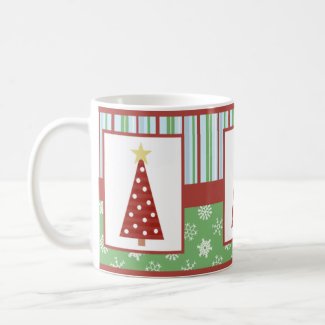 Jolly Holiday Red Polka Dot Tree Christmas Mug