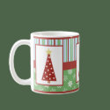 Jolly Holiday Red Polka Dot Tree Christmas Mug by mariannegilliand Jolly Holiday Red Polka Dot Tree Christmas Mug