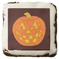 Jolly Jack O Lantern Halloween Pumpkin Fun Square Brownie