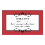 Jolly red wrought iron frame out of town gift bag sticker
