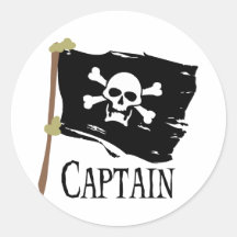Jolly Roger Captain Round Sticker