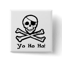 Jolly Roger Pirate Yo Ho Ho Button