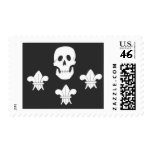 JOLLY ROGER SKULL AND THREE LILIES FLAG STAMPS