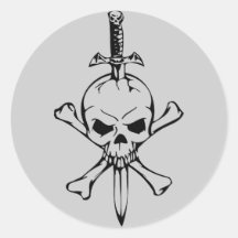 Jolly Roger Skull with Knife stickers