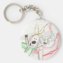 JOLLY SANTA AND REINDEER KEYCHAIN