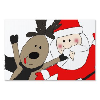 Jolly Santa and Reindeer Signs