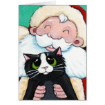 Jolly Santa Claus and Black Cat Christmas Card