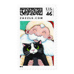 Jolly Santa Claus and Black Cat - Medium Postage