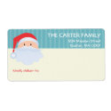 Jolly Santa Claus blue stripes fun shipping label label