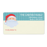 Jolly Santa Claus blue stripes fun shipping label