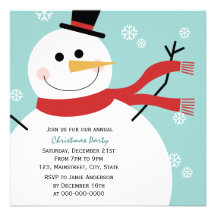 Jolly Snowman Christmas Party Custom Invitations
