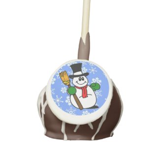 Jolly Snowman with Broom Cake Pops