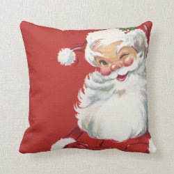 Jolly Winking Santa Claus, Vintage Christmas Pillow