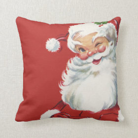 Jolly Winking Santa Claus, Vintage Christmas Pillow