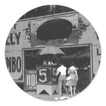 Jolly World's Largest Hog Vintage Carnival Photo Round Sticker
