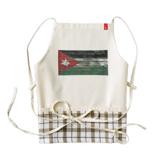 Jordanian Flag on Rough Wood Boards Effect Zazzle HEART Apron