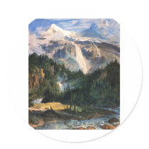 Joseph Anton Koch - Schmadribach Wasserfall, 1822 Round Stickers