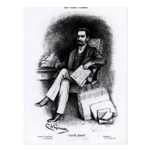 Joseph Pulitzer  from 'The Curio', 1887 Postcard