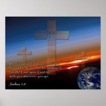 Joshua 1:9 Sunset Crosses Print