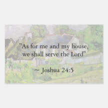 Joshua 24:15 Van Gogh House Rectangle Stickers