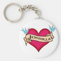 Joshua - Custom Heart Tattoo T-shirts & Gifts Keychains