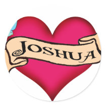 Joshua - Custom Heart Tattoo T-shirts & Gifts stickers by customtattoogifts Joshua - Custom Heart Tattoo T-shirts & Gifts stickers