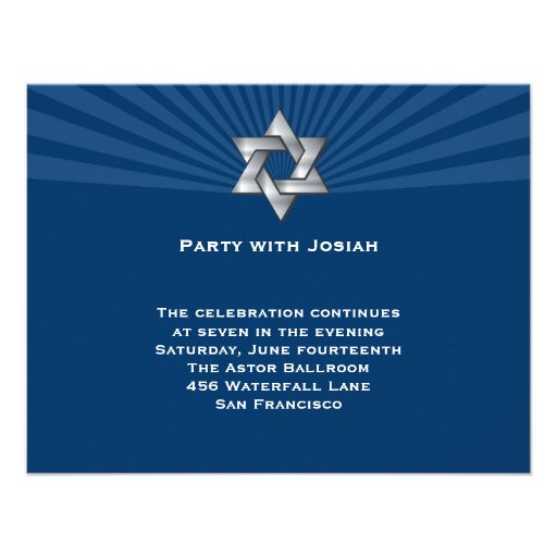 Josiah Silver Jewish Star Bar Mitzvah Invitation