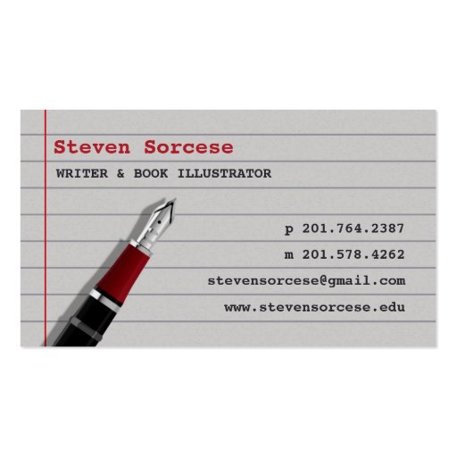 Journalist / Author / Writer Business Card (front side)