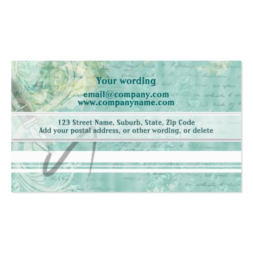 Journalist editor writing author handwriting business card templates (back side)