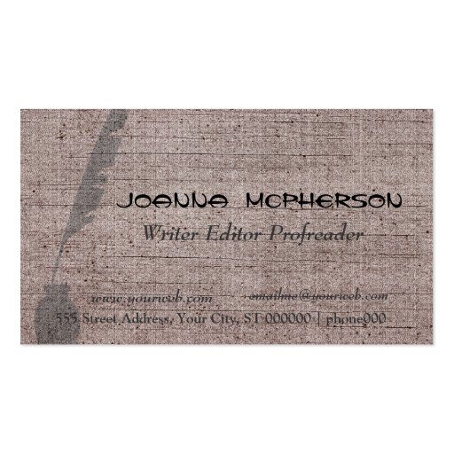 Journalist Stylish Writer  Editor Business Card Templates (front side)
