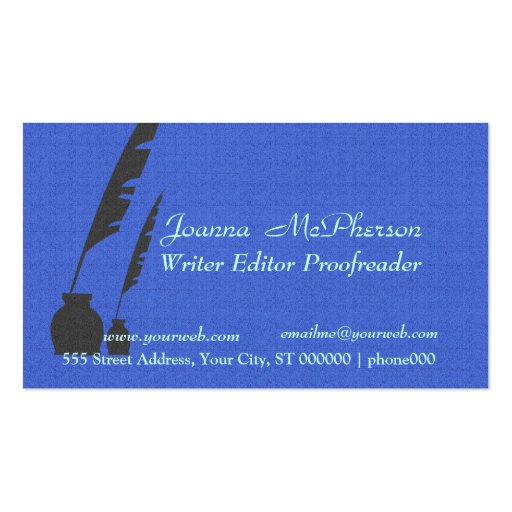 Journalists Stylish Writer  Editor Business Card Templates (front side)