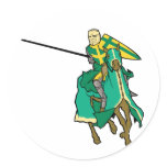 Jousting Green Knight Round Sticker